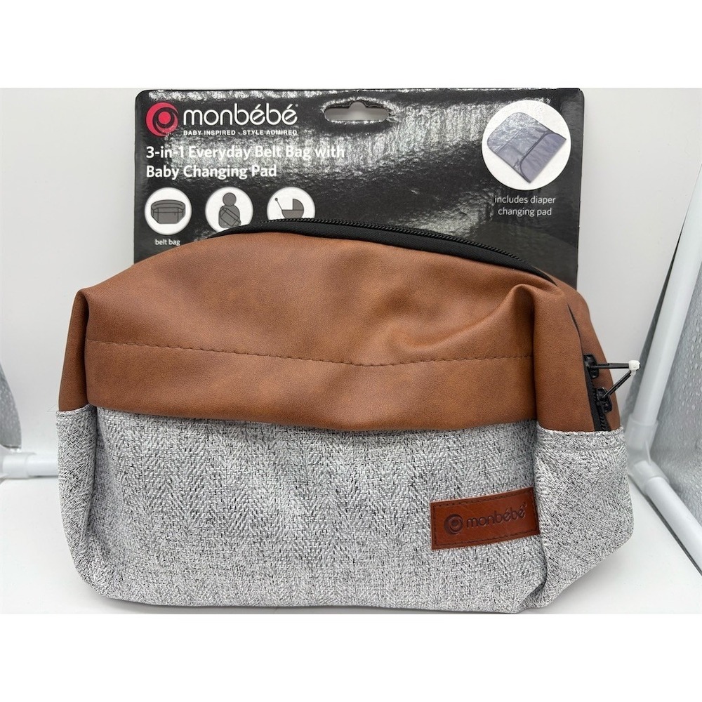 Monbebe 3-in-1 Belt Bag Diaper Bag w/ Changing Pad Stroller Organizer